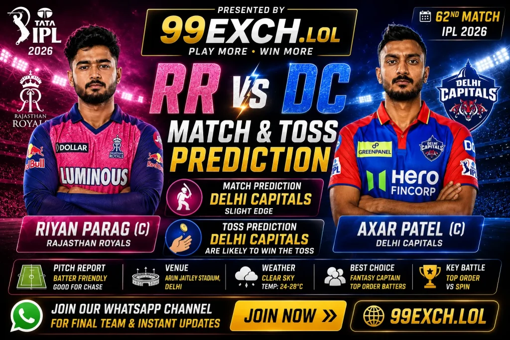 DC vs RR toss and match prediction