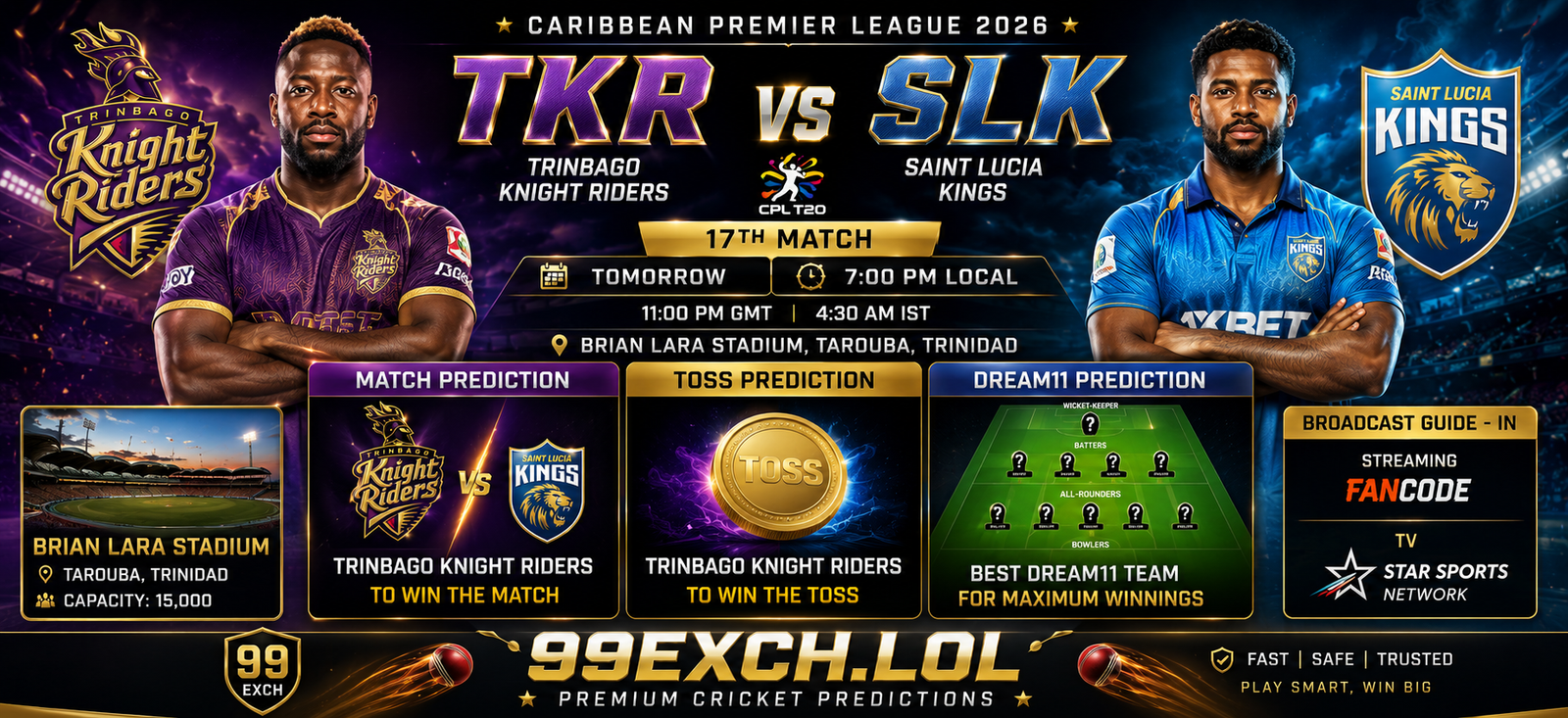 TKR vs SLK match prediction CPL 2026