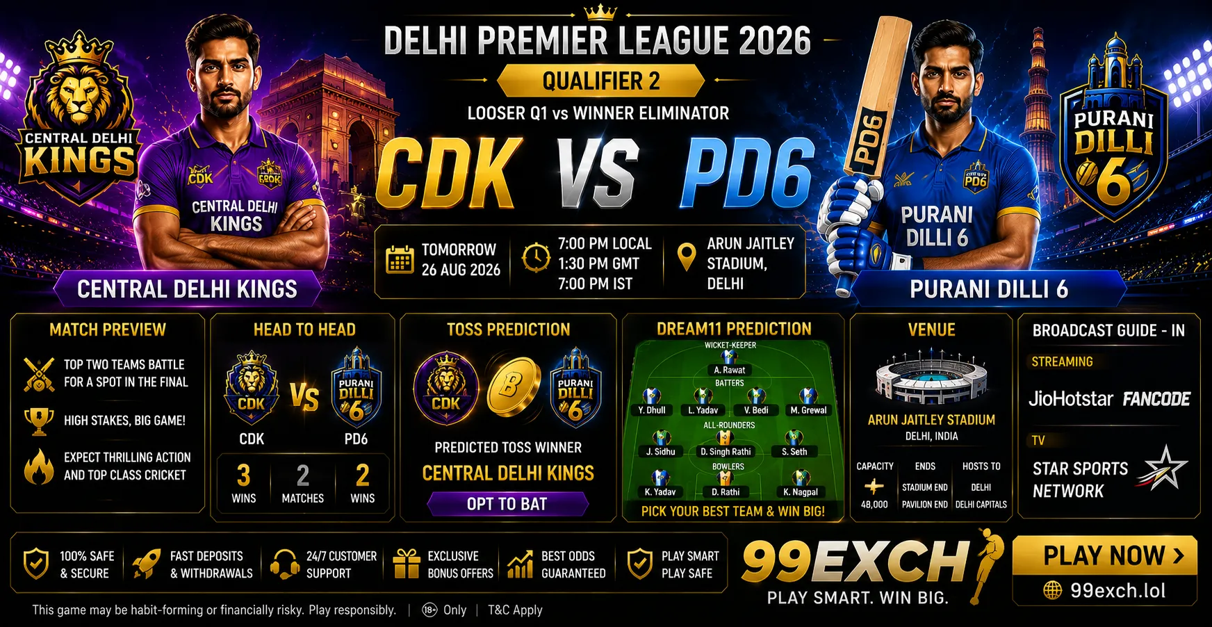 CDK vs PD Qualifier 2 match prediction DPL 2026