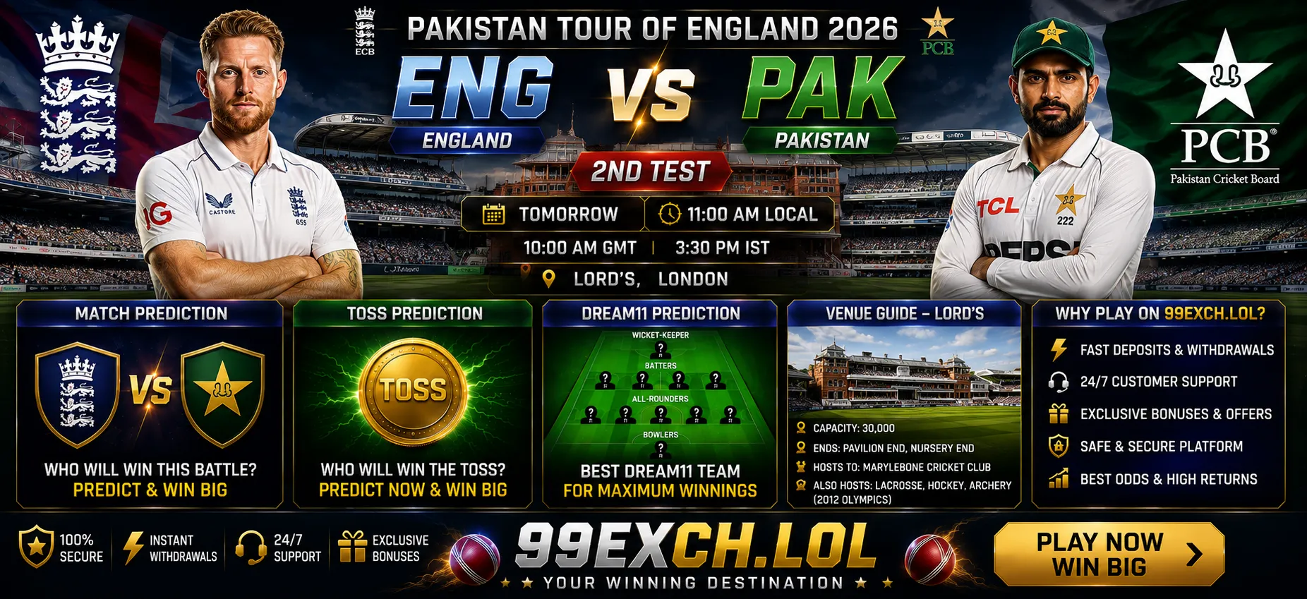 ENG vs PAK 2nd Test match prediction Pakistan tour of England 2026