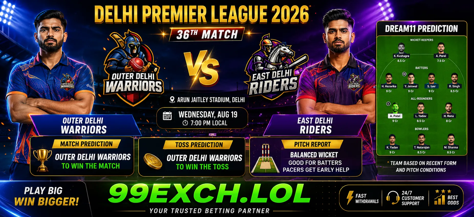 ODW vs EDR match prediction DPL 2026