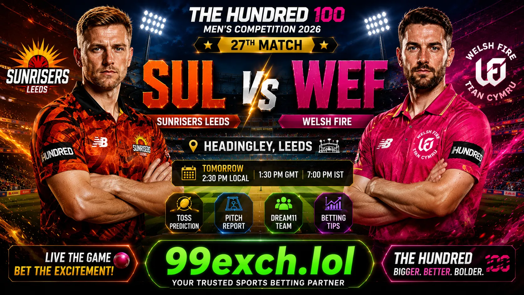 Sunrisers Leeds vs Welsh Fire – The Hundred 2026 Match Preview