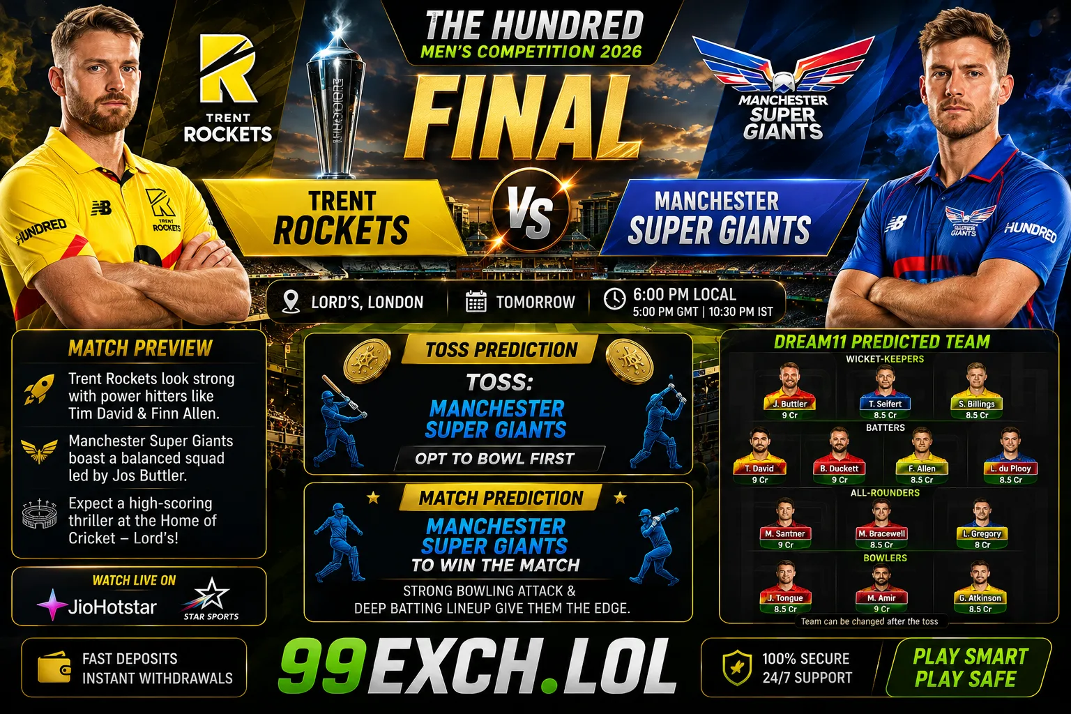 TRE vs MSG Final match prediction The Hundred 2026