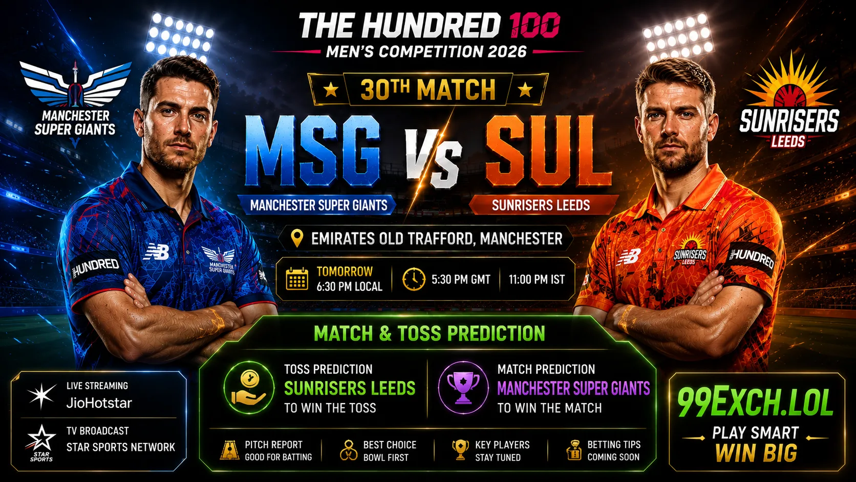 MSG vs SUL match prediction The Hundred 2026
